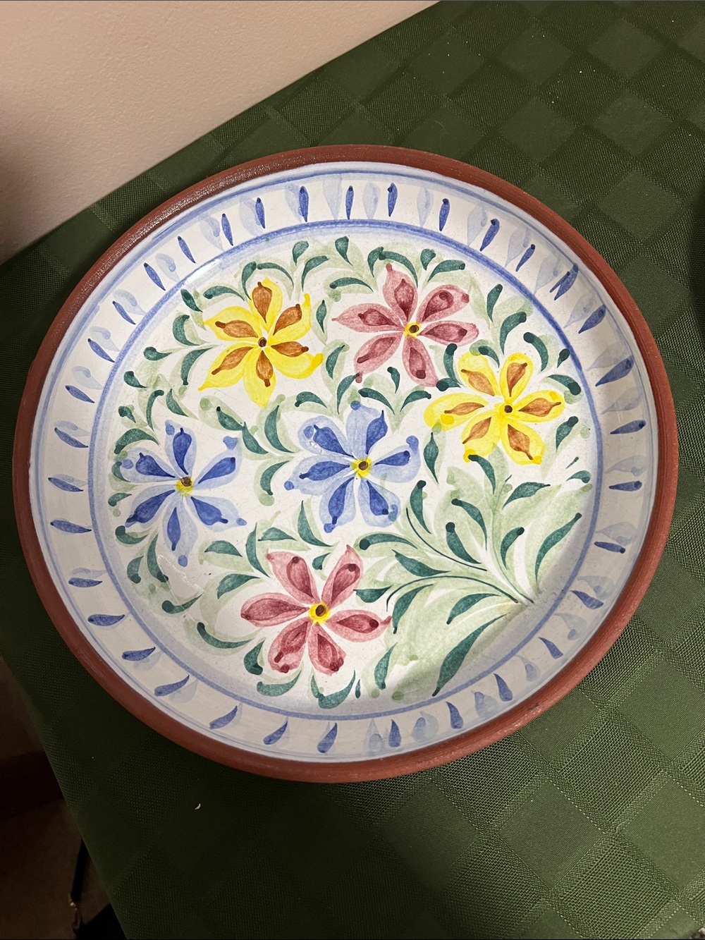 Hand-Painted Floral Ceramic Serving Bowl Multicolor Portugal